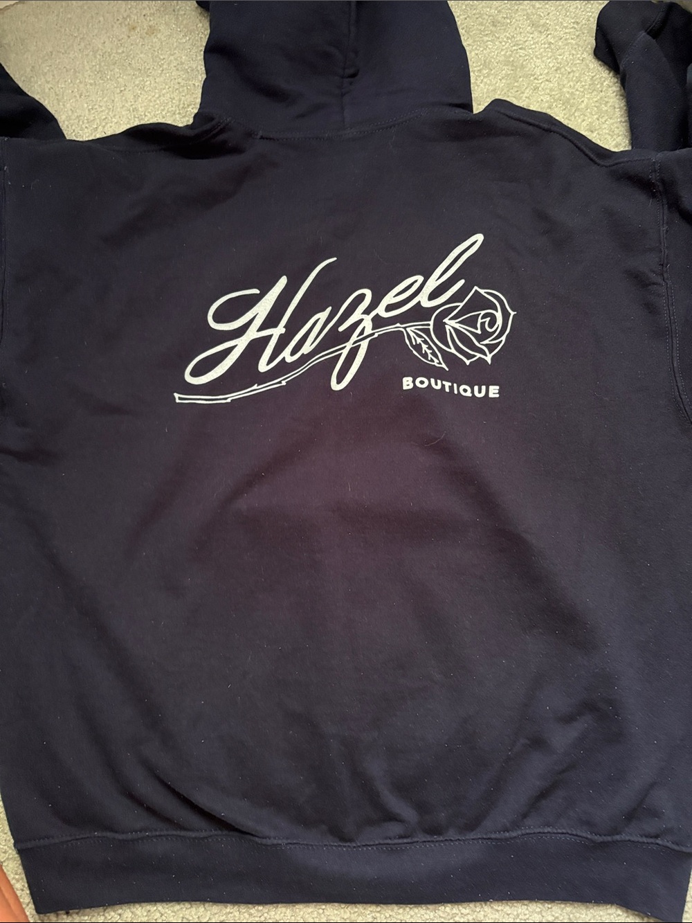Hazel Boutique Women's Navy Pullover Hoodie with Script Logo